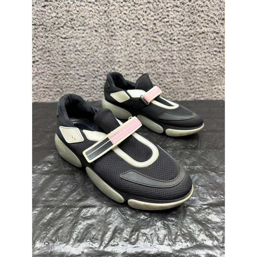 Prada Cloudbust Low Top Chunky Sneakers Mesh Black Pink Womens Size 38 EU